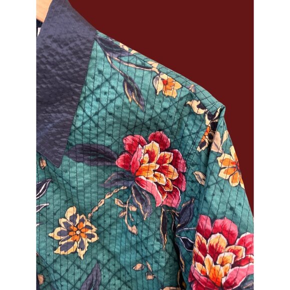 Alfred Dunner Quilted Style Boho Floral Jacket Folk Print Button Front Outerwear - Picture 2 of 5